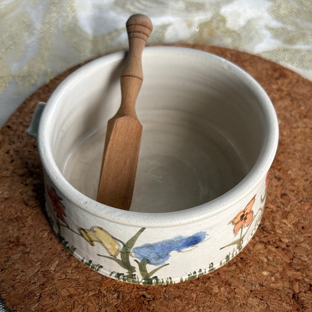 Floral Ceramic Pate Dish with Original Spreader - Picture 5 of 5